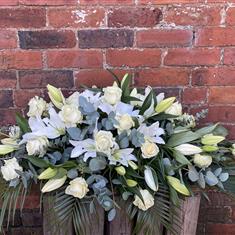 White Rose and lillies Double ended Spray - Classic White