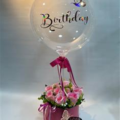 Butterfly Bubble Balloon Personalised Hat Box