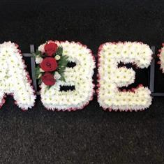 Babe letters with heart frame